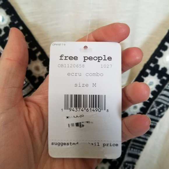 Free People Womens M Cream Linen Blend Ecru Combo - Picture 7 of 9